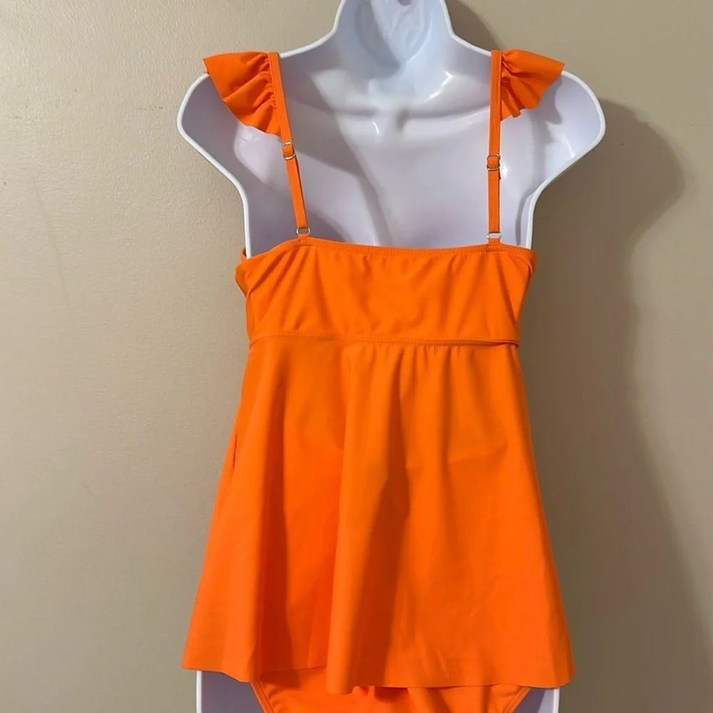 Kate Kasin Women’s 2-Piece Orange Tankini Swimsuit Sz Medium NWT Resortwear Chic - Picture 6 of 15